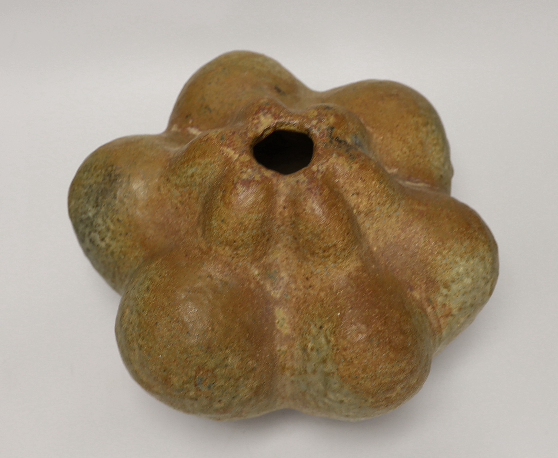 A large studio pottery gourd vase, 23cm high